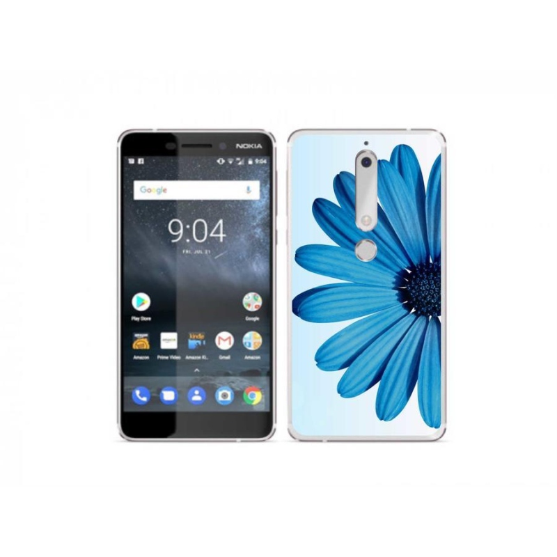 Gelový obal mmCase na mobil Nokia 6.1 - modrá kopretina