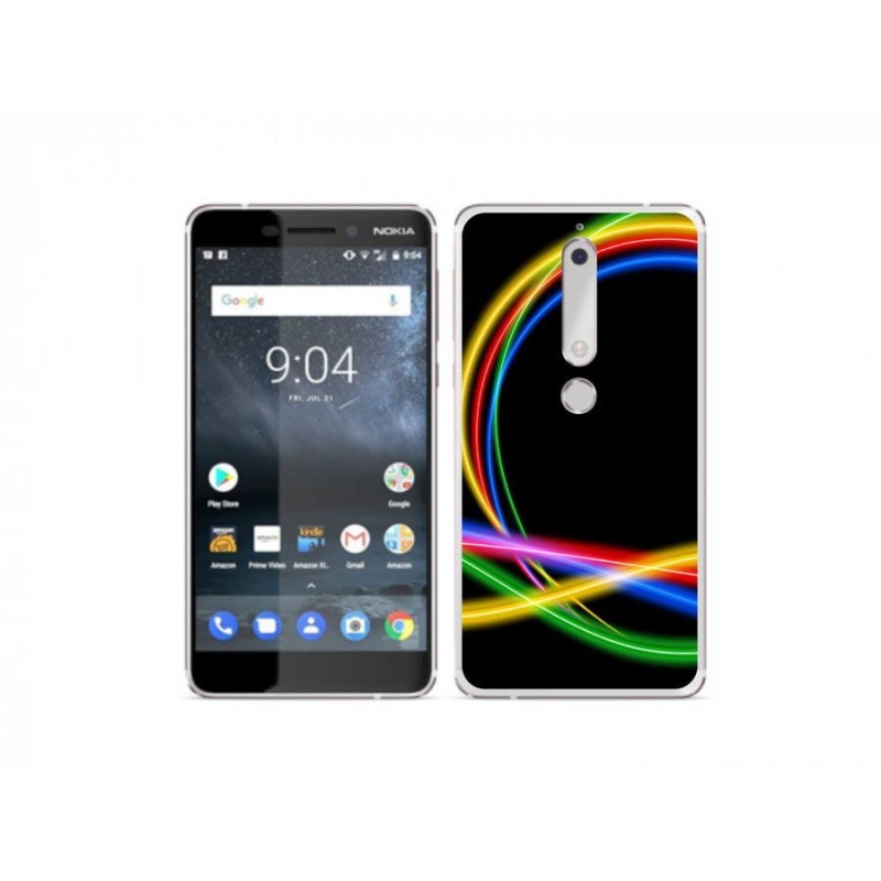 Gelový obal mmCase na mobil Nokia 6.1 - neonové kruhy
