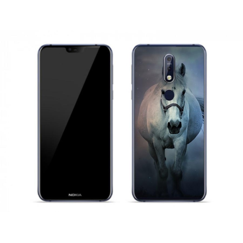Gelový obal mmCase na mobil Nokia 7.1 - běžící bílý kůň