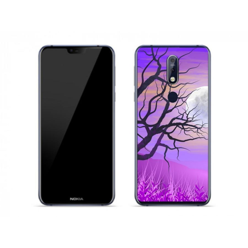 Gelový obal mmCase na mobil Nokia 7.1 - kreslený opadaný strom