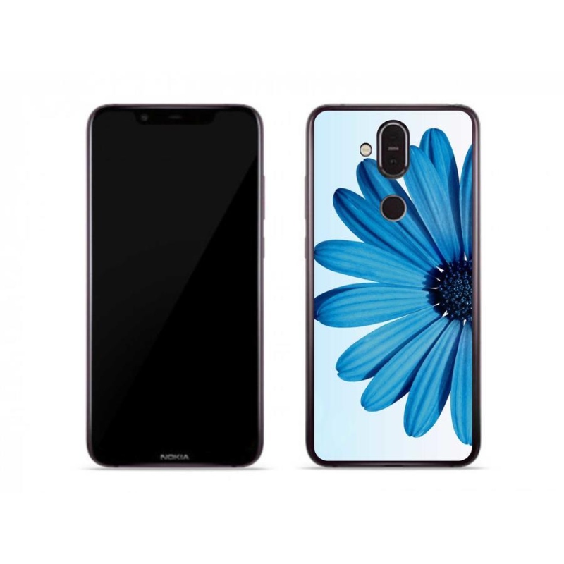 Gelový obal mmCase na mobil Nokia 7.1 Plus - modrá kopretina