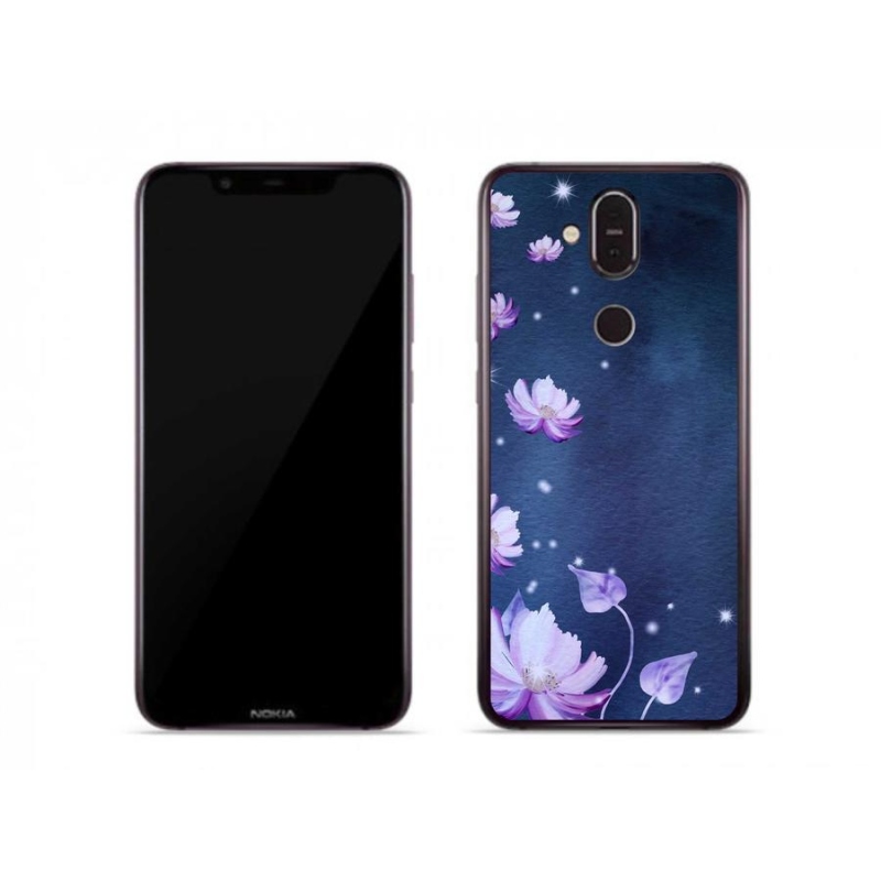Gelový obal mmCase na mobil Nokia 7.1 Plus - padající květy