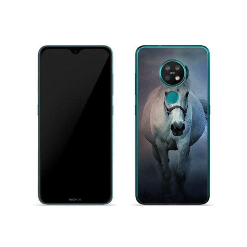 Gelový obal mmCase na mobil Nokia 7.2 - běžící bílý kůň