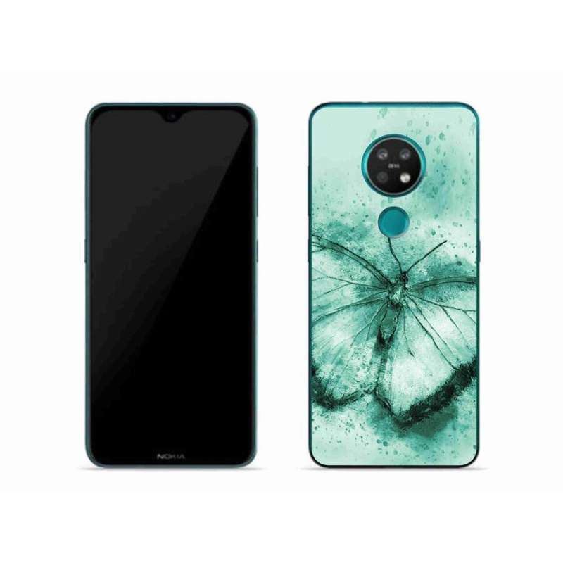 Gelový obal mmCase na mobil Nokia 7.2 - zelený motýl