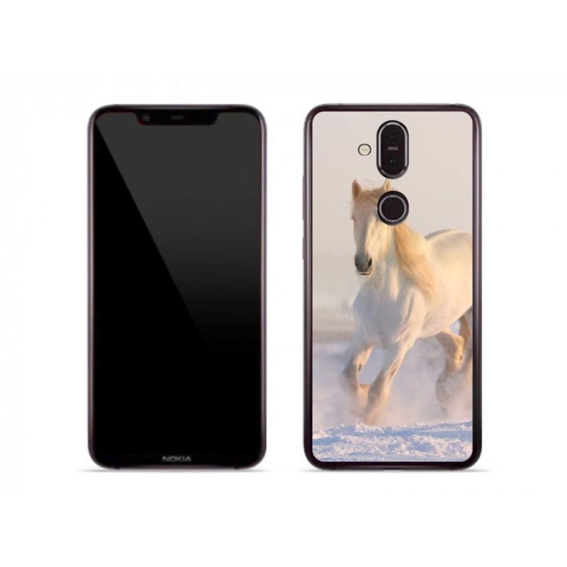 Gelový obal mmCase na mobil Nokia 8.1 - kůň ve sněhu