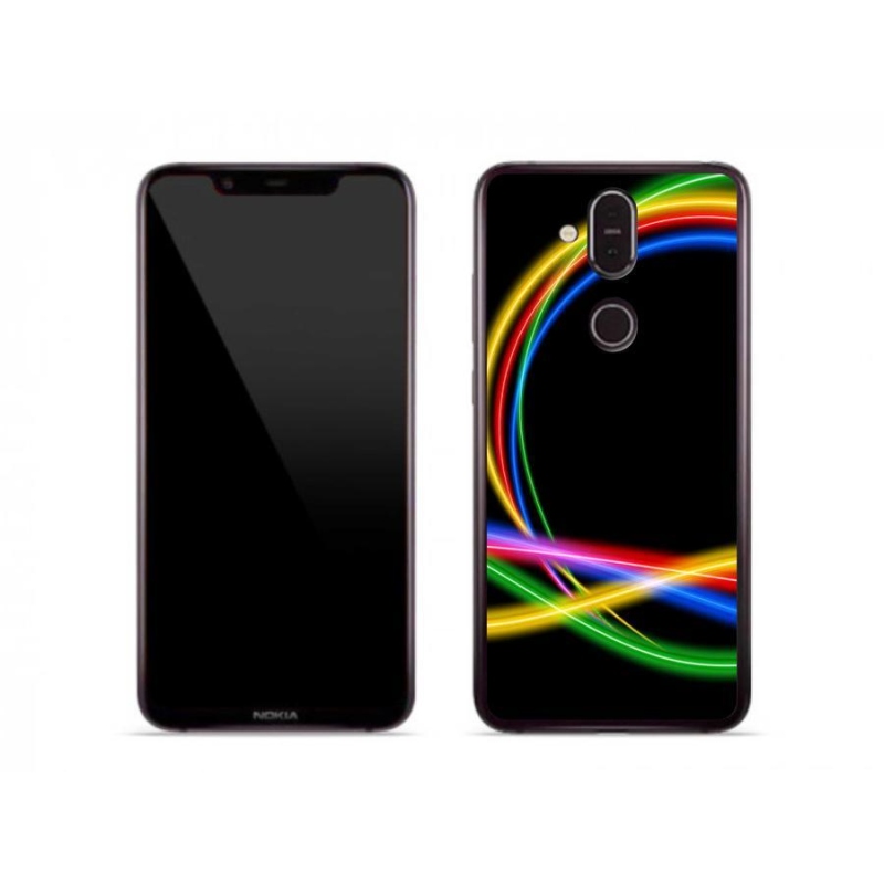 Gelový obal mmCase na mobil Nokia 8.1 - neonové kruhy