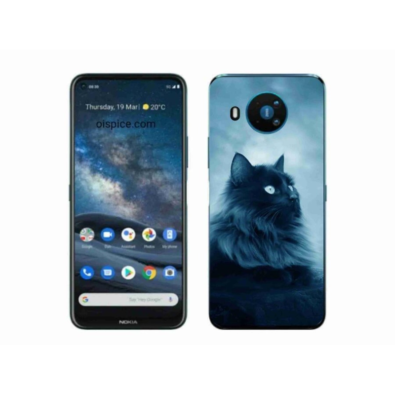 Gelový obal mmCase na mobil Nokia 8.3 5G - černá kočka 1