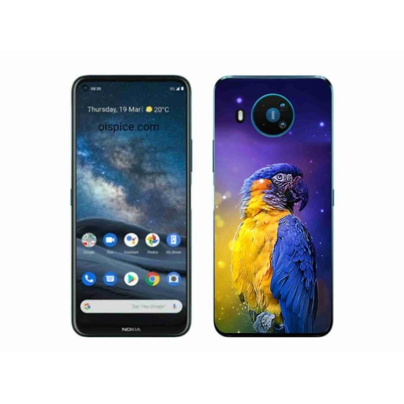 Gelový obal mmCase na mobil Nokia 8.3 5G - papoušek ara 1