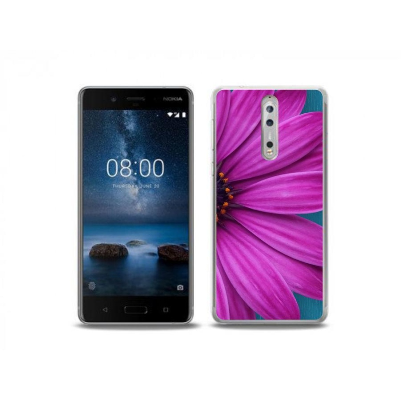 Gelový obal mmCase na mobil Nokia 8 - fialová kopretina