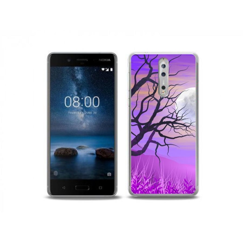 Gelový obal mmCase na mobil Nokia 8 - kreslený opadaný strom