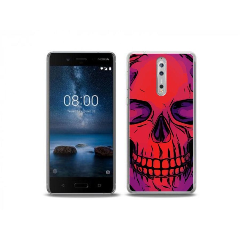 Gelový obal mmCase na mobil Nokia 8 - lebka