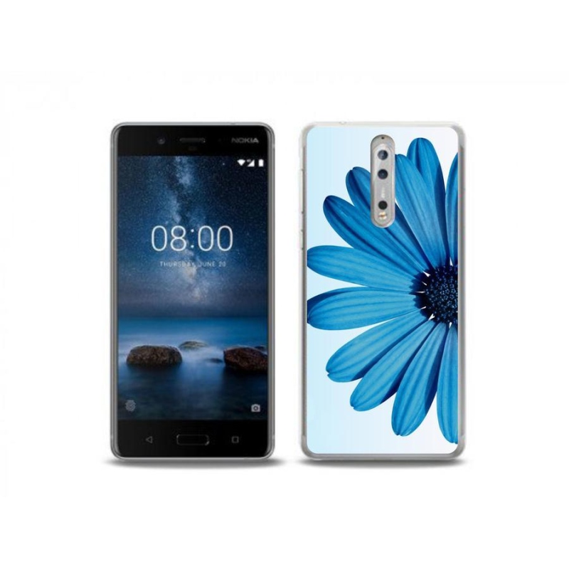 Gelový obal mmCase na mobil Nokia 8 - modrá kopretina