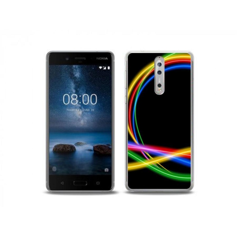 Gelový obal mmCase na mobil Nokia 8 - neonové kruhy