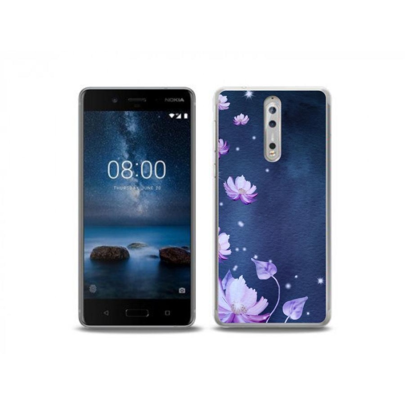 Gelový obal mmCase na mobil Nokia 8 - padající květy