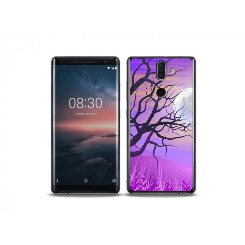 Gelový obal mmCase na mobil Nokia 8 Sirocco - kreslený opadaný strom