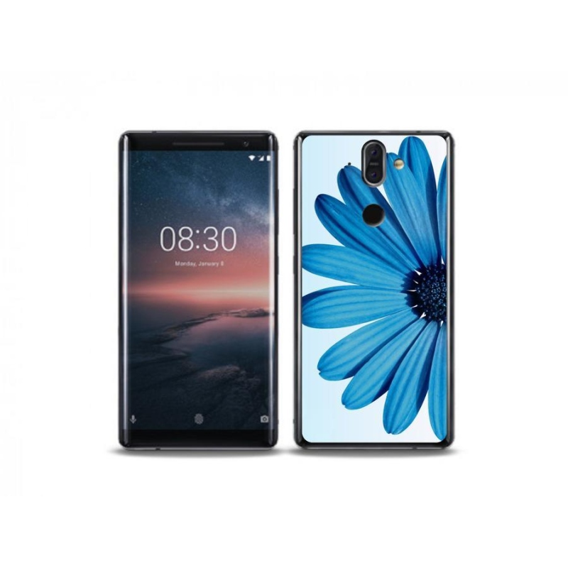 Gelový obal mmCase na mobil Nokia 8 Sirocco - modrá kopretina