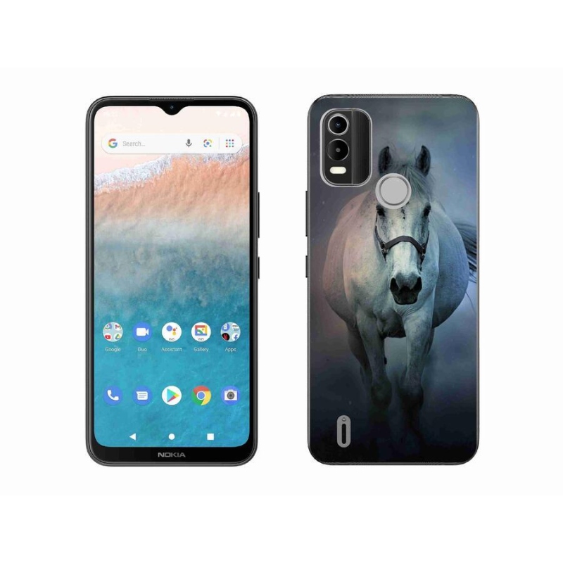 Gelový obal mmCase na mobil Nokia C21 Plus - běžící bílý kůň