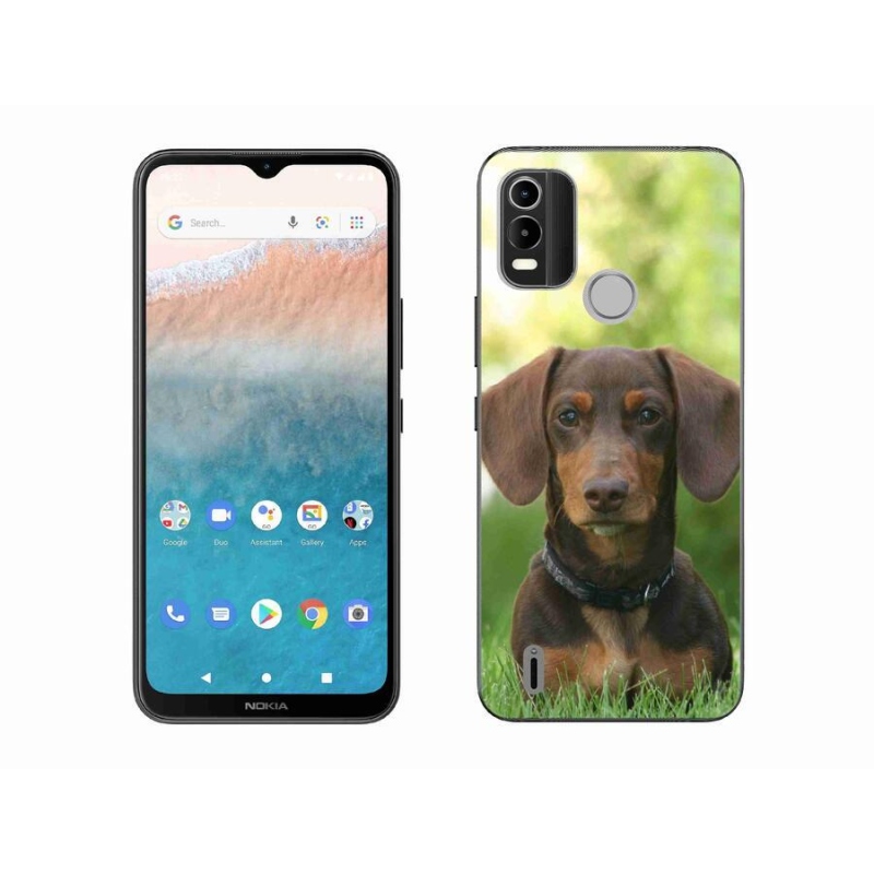Gelový obal mmCase na mobil Nokia C21 Plus - hnědý jezevčík