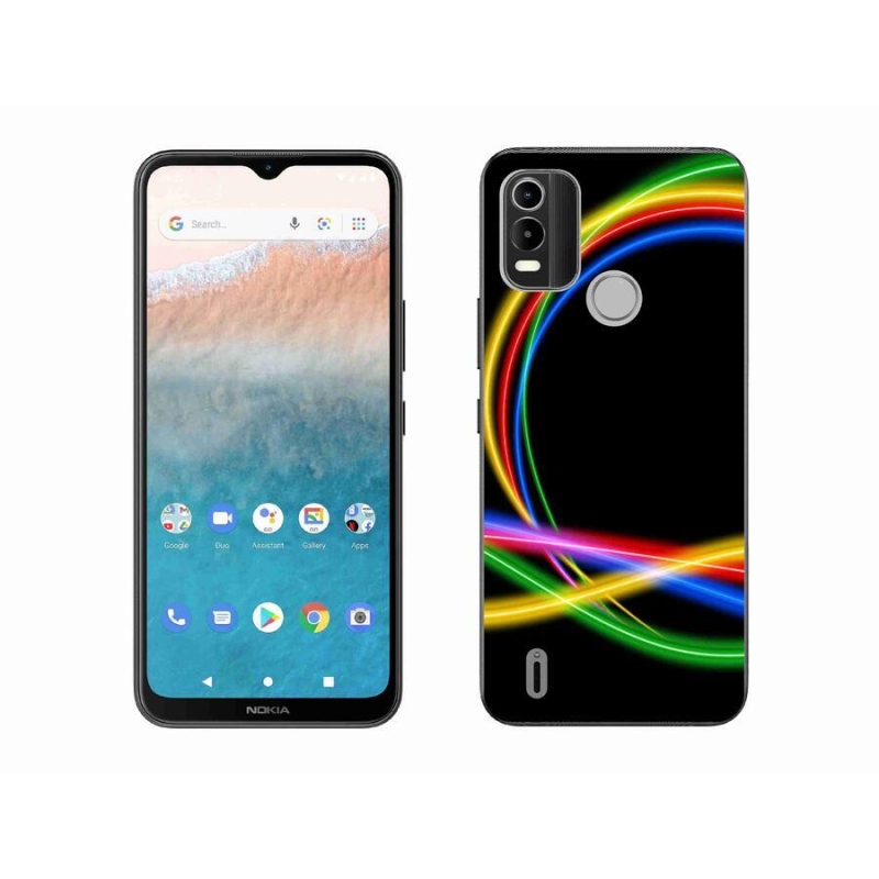 Gelový obal mmCase na mobil Nokia C21 Plus - neonové kruhy