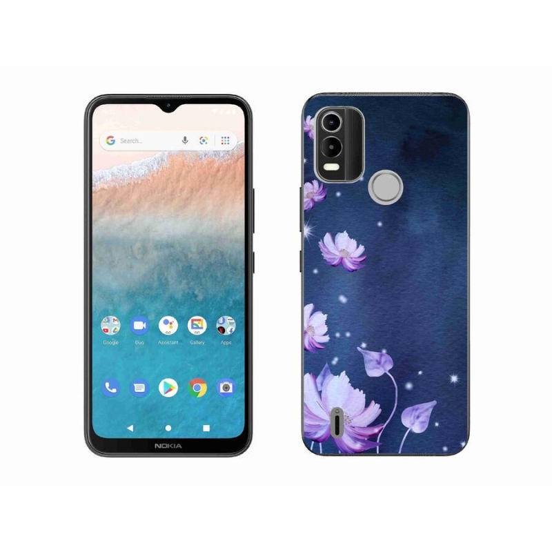 Gelový obal mmCase na mobil Nokia C21 Plus - padající květy