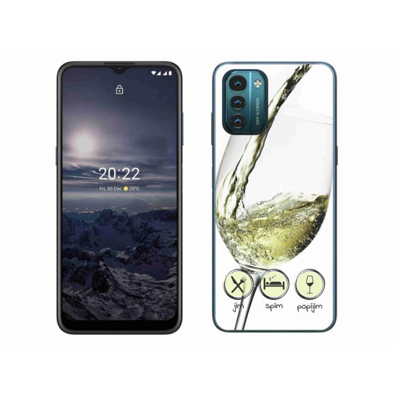 Gelový obal mmCase na mobil Nokia G11/G21 - sklenička vína bílé