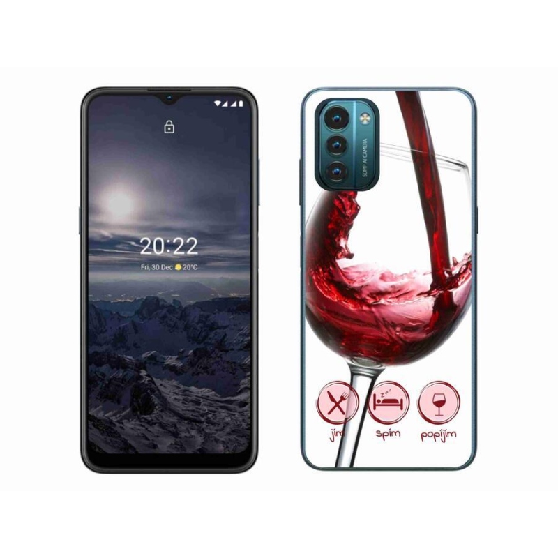 Gelový obal mmCase na mobil Nokia G11/G21 - sklenička vína červené