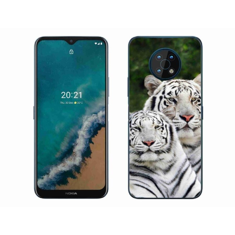 Gelový obal mmCase na mobil Nokia G50 - bílí tygři