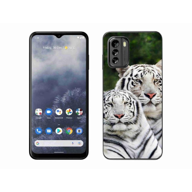 Gelový obal mmCase na mobil Nokia G60 5G - bílí tygři