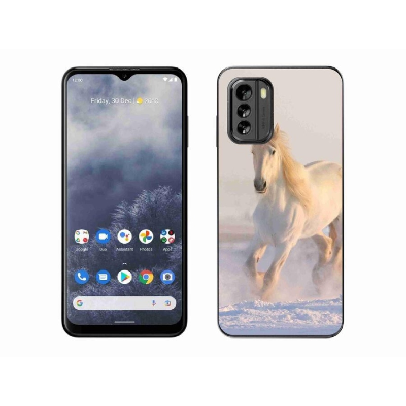 Gelový obal mmCase na mobil Nokia G60 5G - kůň ve sněhu