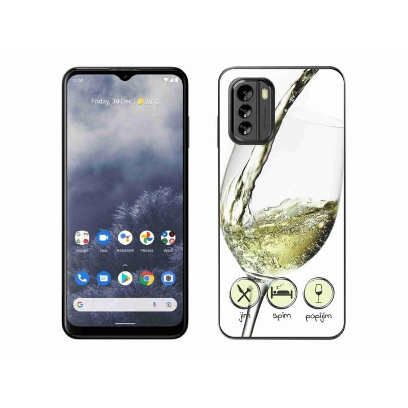 Gelový obal mmCase na mobil Nokia G60 5G - sklenička vína bílé