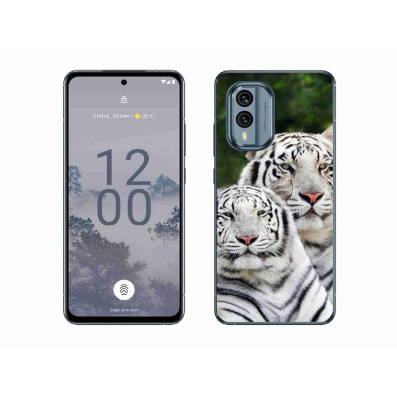 Gelový obal mmCase na mobil Nokia X30 5G - bílí tygři