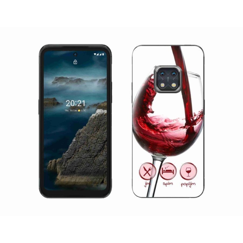 Gelový obal mmCase na mobil Nokia XR20 - sklenička vína červené