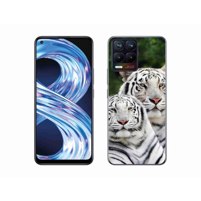 Gelový obal mmCase na mobil Realme 8 4G - bílí tygři