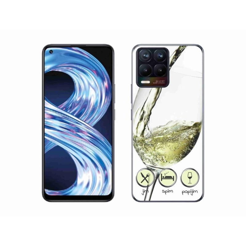 Gelový obal mmCase na mobil Realme 8 4G - sklenička vína bílé