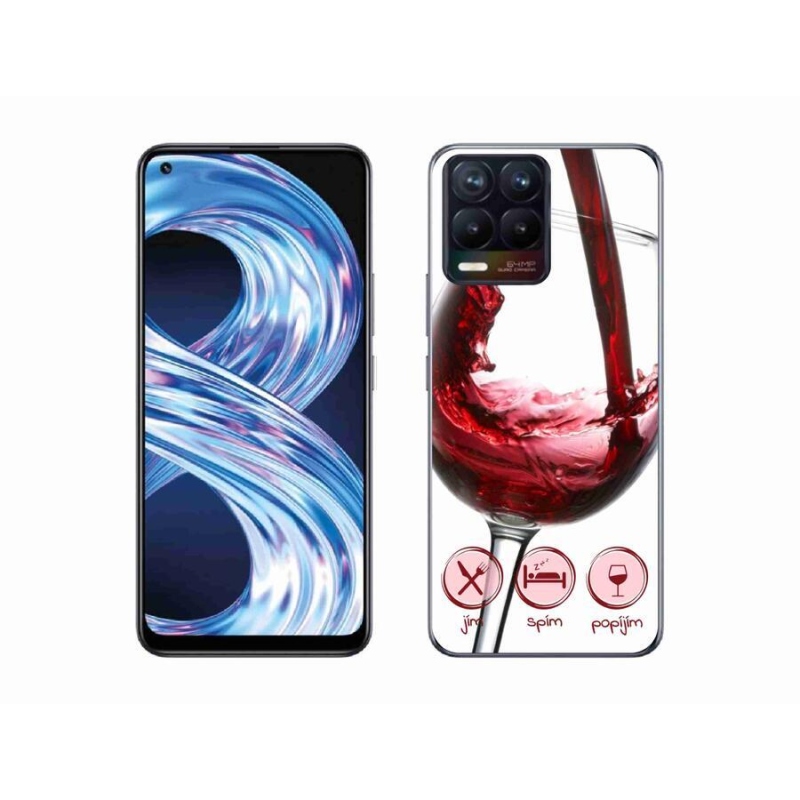 Gelový obal mmCase na mobil Realme 8 4G - sklenička vína červené