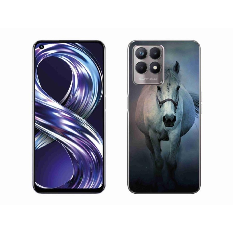 Gelový obal mmCase na mobil Realme 8i - běžící bílý kůň