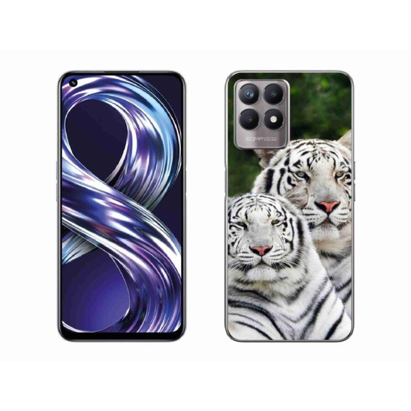 Gelový obal mmCase na mobil Realme 8i - bílí tygři