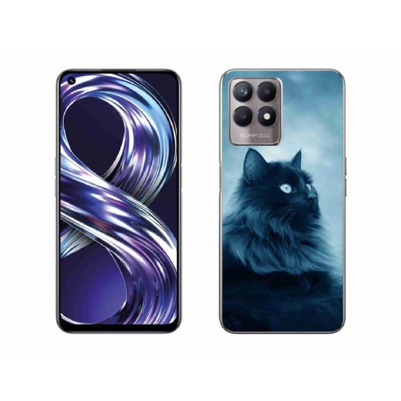 Gelový obal mmCase na mobil Realme 8i - černá kočka 1