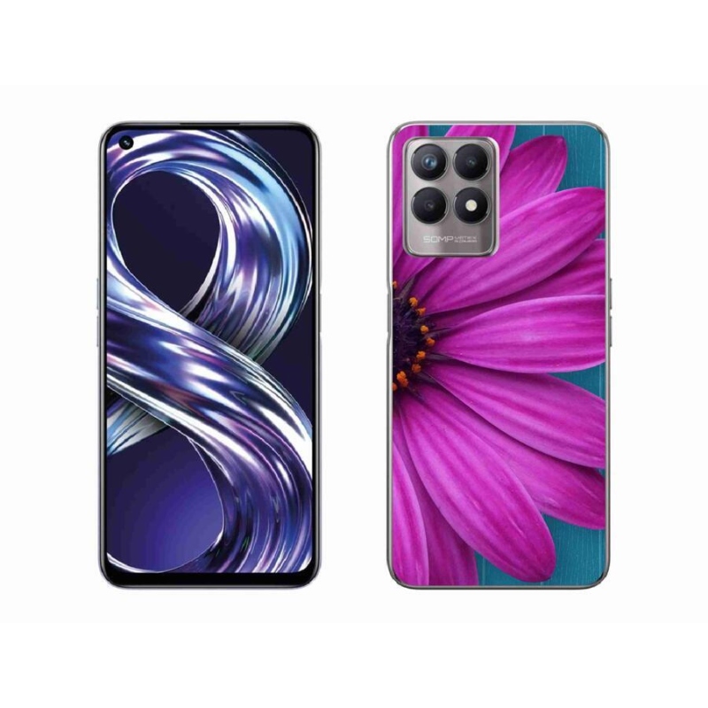 Gelový obal mmCase na mobil Realme 8i - fialová kopretina