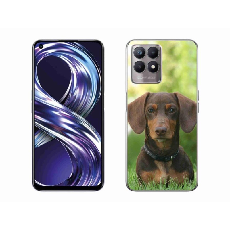Gelový obal mmCase na mobil Realme 8i - hnědý jezevčík