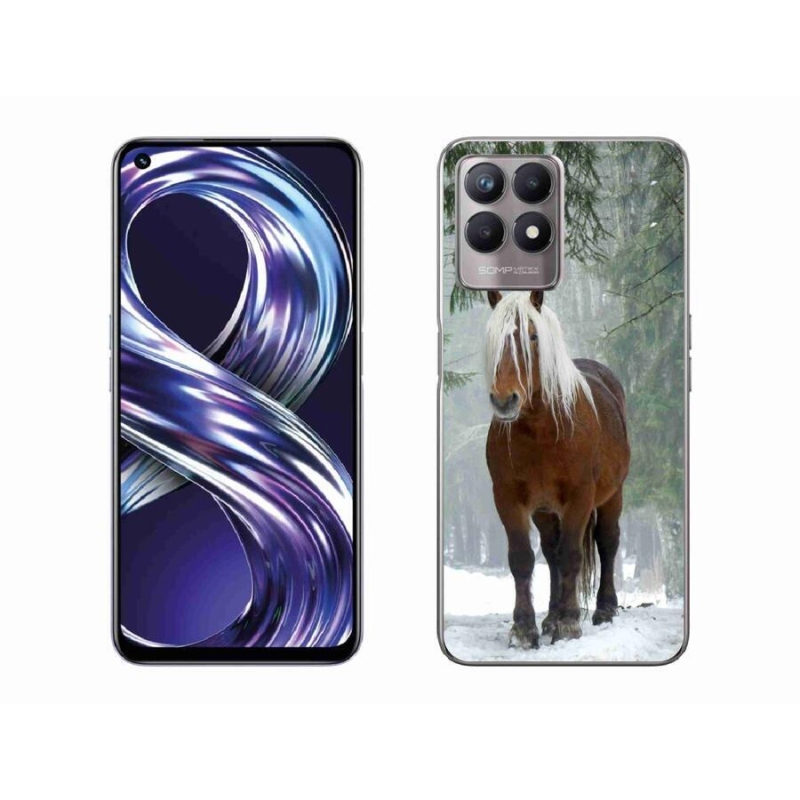Gelový obal mmCase na mobil Realme 8i - kůň v lese