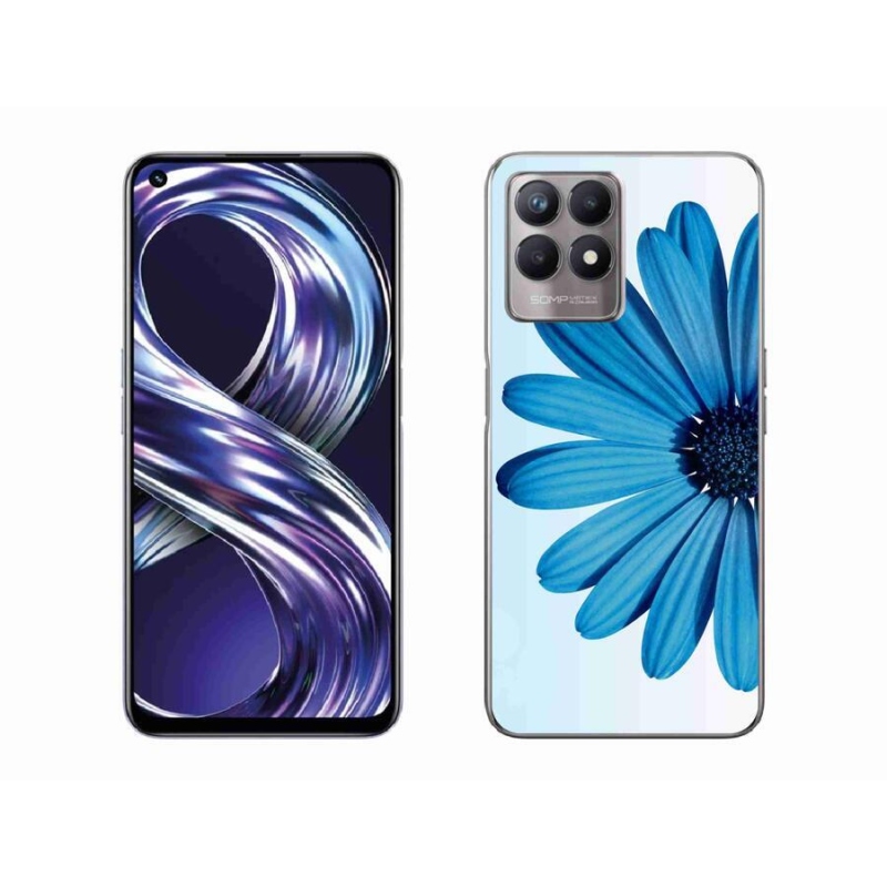 Gelový obal mmCase na mobil Realme 8i - modrá kopretina