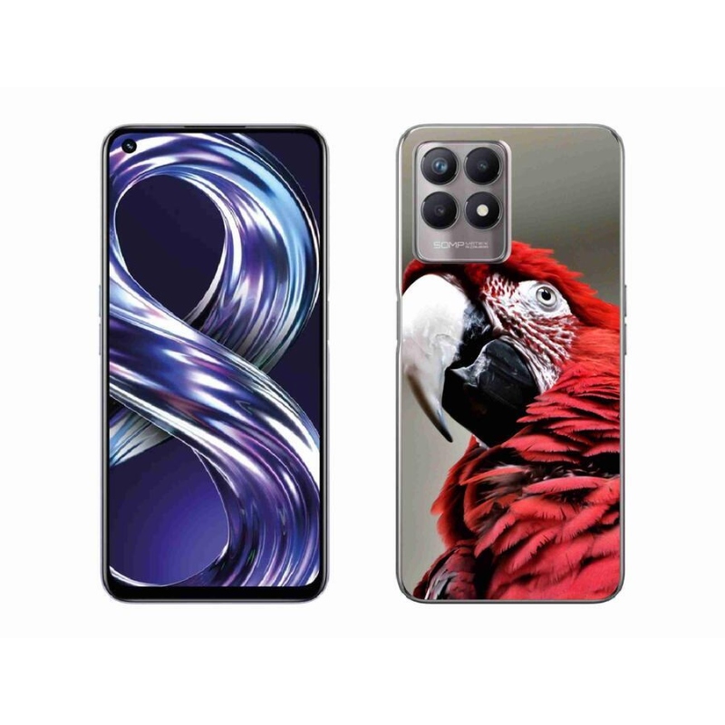 Gelový obal mmCase na mobil Realme 8i - papoušek ara červený
