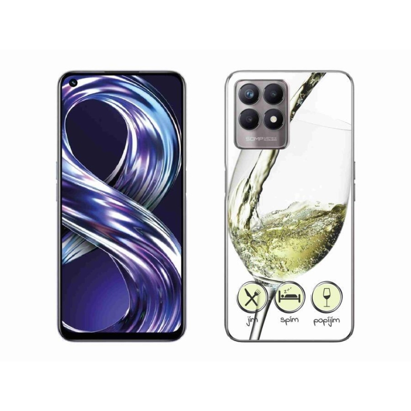 Gelový obal mmCase na mobil Realme 8i - sklenička vína bílé