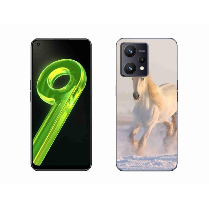 Gelový obal mmCase na mobil Realme 9 4G - kůň ve sněhu