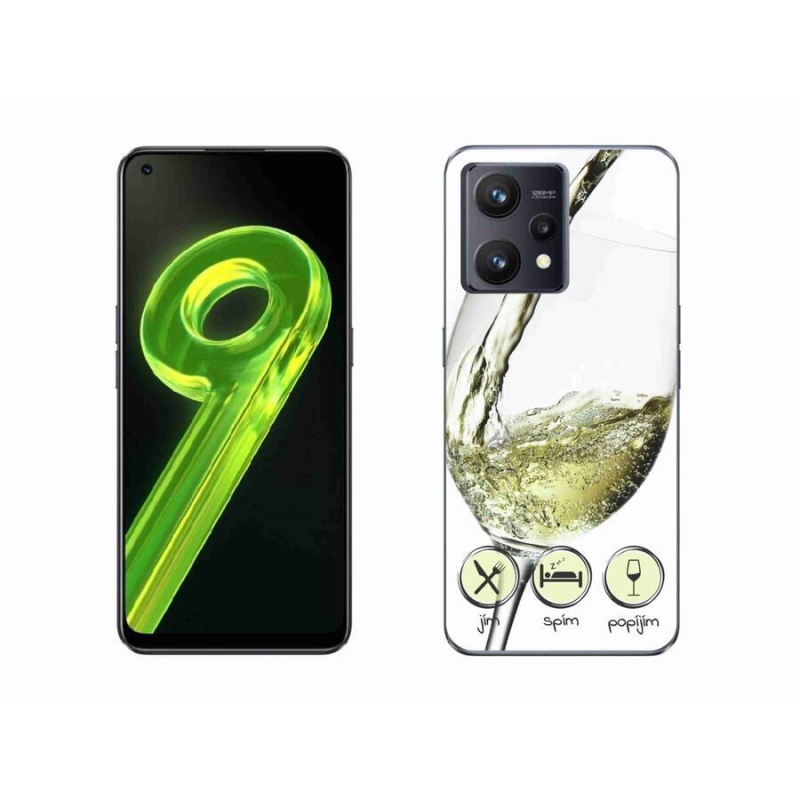 Gelový obal mmCase na mobil Realme 9 4G - sklenička vína bílé
