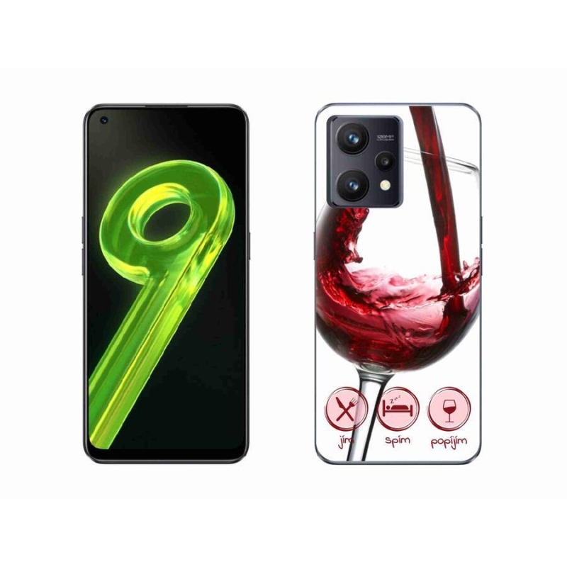 Gelový obal mmCase na mobil Realme 9 4G - sklenička vína červené