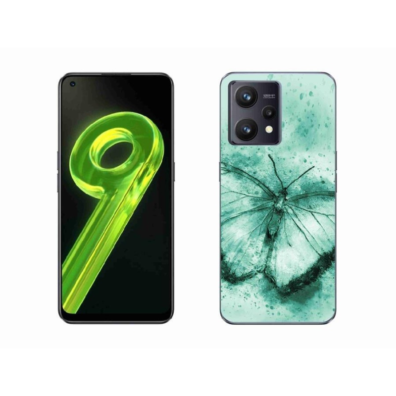 Gelový obal mmCase na mobil Realme 9 4G - zelený motýl