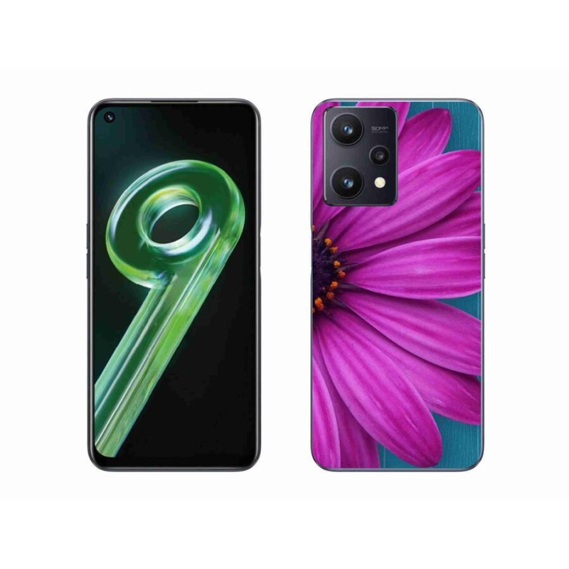 Gelový obal mmCase na mobil Realme 9 5G - fialová kopretina