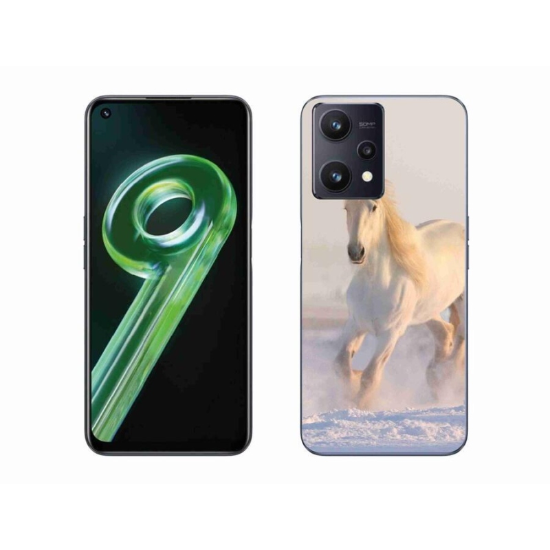 Gelový obal mmCase na mobil Realme 9 5G - kůň ve sněhu